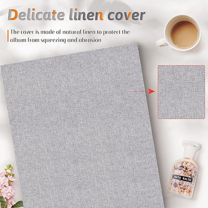 Popotop Photo Album 4x6 600 Pockets for Wedding Gifts,Linen Hardcover Picture Albums for Family Anniversary Baby Vacation Pictures