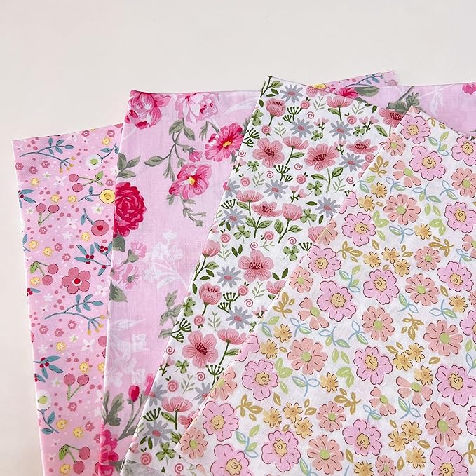7Pcs 20" x 20" Cotton Fabric DIY Making Supplies Quilting Patchwork Fabric Fat Quarter Bundles DIY for Quilting Cotton Patchwork Cushions (Pink, 20" x 20")