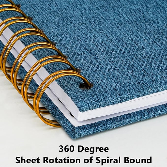 Yopih Linen Covered Scrapbook Photo Album, 12x12 Inches with Hardcover Kraft White Pages - Ideal for Travel, Wedding, Guest Book, Christmas, Baby Shower (40 Sheets/80 Pages)