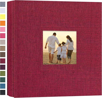 potricher Small Photo Album 4x6 200 Photos Linen Cover Picture Photo Book for Family Wedding Anniversary Baby Vacation (Red,200 Pockets)