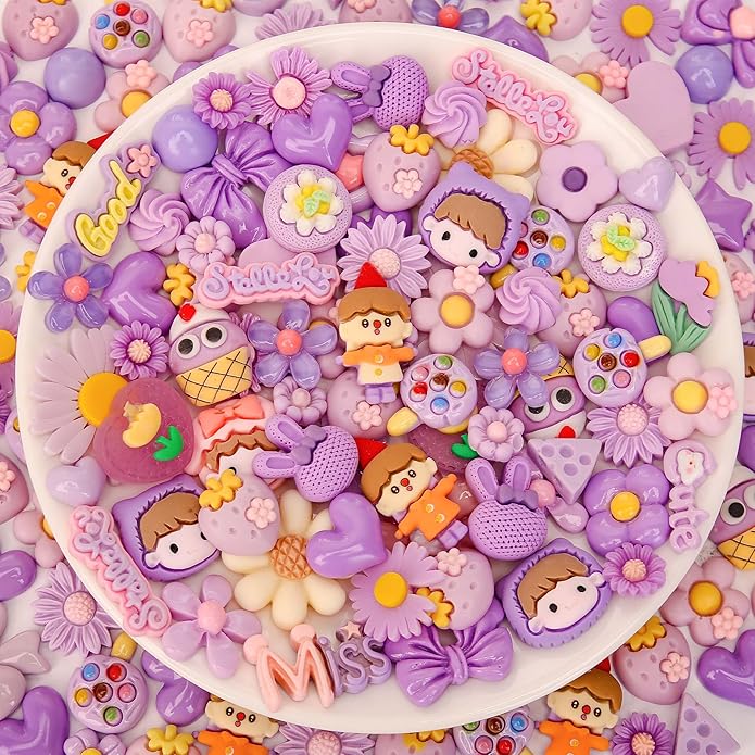 100Pcs Slime Charms, Mixed Cute Resin Charms Set for Scrapbooking, Phone Cases, Hair Accessories, Fake Candy Decor, Crafting Embellishments & DIY Keychains