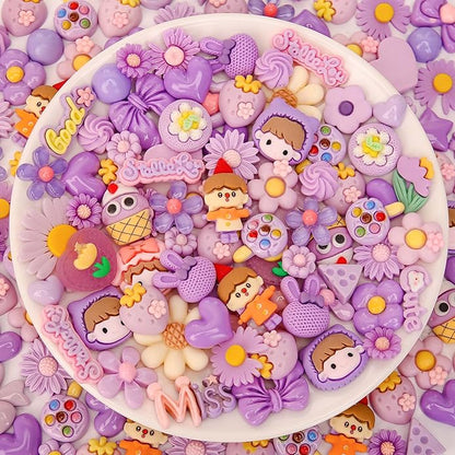100Pcs Slime Charms, Mixed Cute Resin Charms Set for Scrapbooking, Phone Cases, Hair Accessories, Fake Candy Decor, Crafting Embellishments & DIY Keychains
