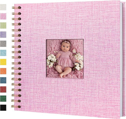Yopih Linen Covered Scrapbook Photo Album, 10x10 Inches with Hardcover Kraft White Pages - Ideal for Travel, Wedding, Guest Book, Christmas, Baby Shower (20 Sheets/40 Pages)