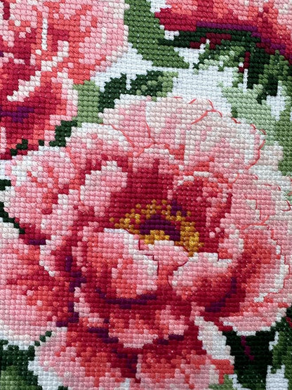 RIOLIS - Tree Peony 1854, Floral Cross Stitch Kits 15,75" x15,75, Cross Stitch Kits for Beginners & Advanced, Crossstitching Kits Adult, Counted Stitching Kits, Flowers Embroidery Kit