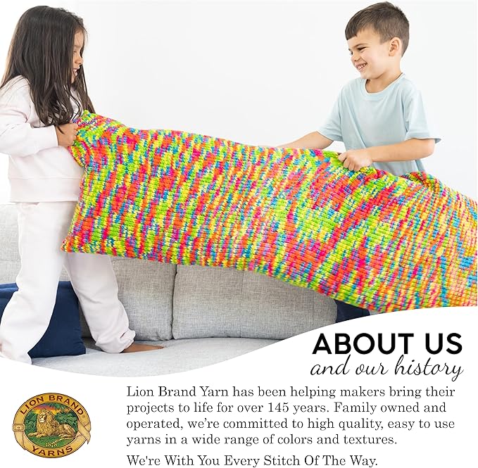 Lion Brand Yarn, Cover Story Favorite Blanket Yarn for Knitting and Crochet, 223 Yards, Rocket Ship, 1 Pack