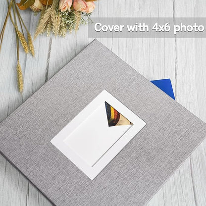 Vienrose Photo Album Self Adhesive for 2x3 4x6 5x7 8x10 Pictures DIY Scrapbook 40 Blank Pages Linen Cover Memory Book for Wedding, Baby Growth, Travel, Grey