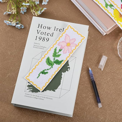FREEBLOSS 6 Set Cross Stitch Bookmark Kit - Vivid Flowers Designed Stamped Embroidery Bookmark with Instruction - Cross Stitch Kits for Adults - 8''x2.4''