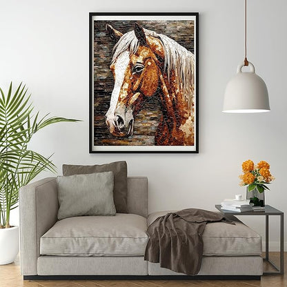 Moohue Stamped Cross Stitch Kits for Adults Skull 14CT Pre Printed Cross Stitch Kits for Beginners (Horse)