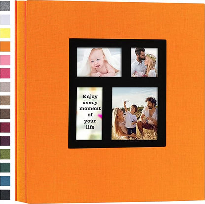 potricher Photo Album 4x6 1000 Photos Linen Cover Large Capacity Picture Albums for Family Wedding Anniversary Baby Vacation (Orange)