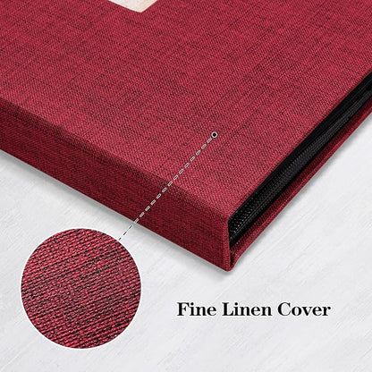 Mublalbum 2 Pack Small 4x6 Photo Album Linen Cover with Display Window Mini Picture Book Each Holds 52 Vertical Pockets for Artwork Postcards or Pictures Storage (Red)