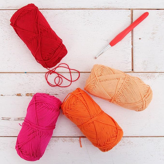 Threadart Crochet 100% Pure Cotton Size 2 Yarn Set | Flower Child Colors | Pack of 4 Skeins Each 50 Grams | Fine #2 Yarn | 165 yds per Skein