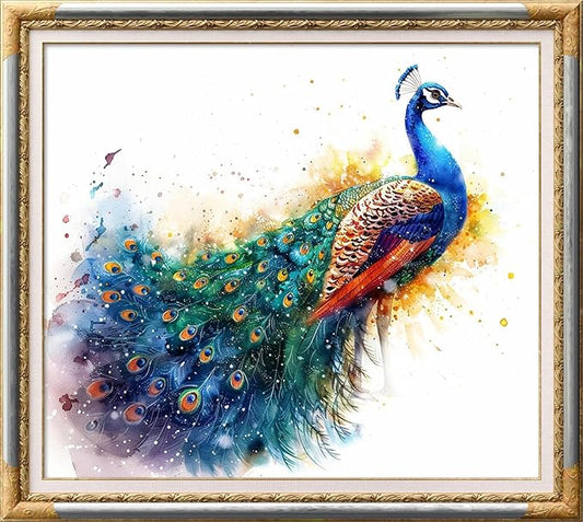 Leczany Cross Stitch Patterns Stamped Kit for Beginners | Embroidery Supplies DIY Craft Kit Needlepoint for Adults Starter | 11CT, 3 Strands | Beautiful Peacock 18.5x15.8 inches