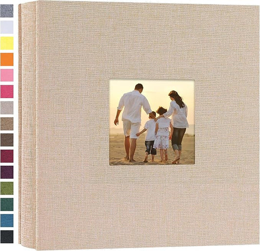 potricher Small Photo Album 4x6 200 Photos Linen Cover Picture Photo Book for Family Wedding Anniversary Baby Vacation (Beige,200 Pockets)
