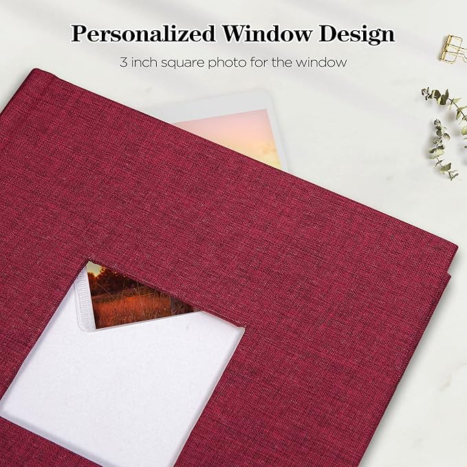 Mublalbum Photo Album 4x6 200 Photos Linen Cover with Memo Areas Photobook Pictures Book for Wedding Family Baby and Vacation (Red)
