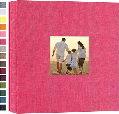 potricher Small Photo Album 4x6 200 Photos Linen Cover Picture Photo Book for Family Wedding Anniversary Baby Vacation (Rose Red,200 Pockets)