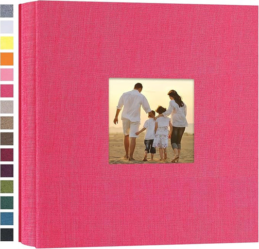 potricher Small Photo Album 4x6 200 Photos Linen Cover Picture Photo Book for Family Wedding Anniversary Baby Vacation (Rose Red,200 Pockets)