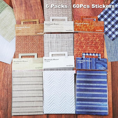 AuriicLeaf Fabric-Style Washi Sticker Set, 60PCS Vintage Ephemera for Scrapbooking, Journaling, DIY Crafts and Planner Supplies