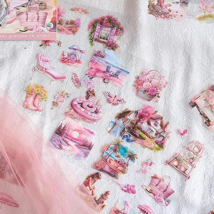 Snycler 4 Books 80 Sheets PET Stickers - Vintage Journaling, Scrapbooking Supplies, DIY Craft Stickers for Junk Journals, Ephemera Sticker Book, Seasonal Themes, Pre-Cut Designs