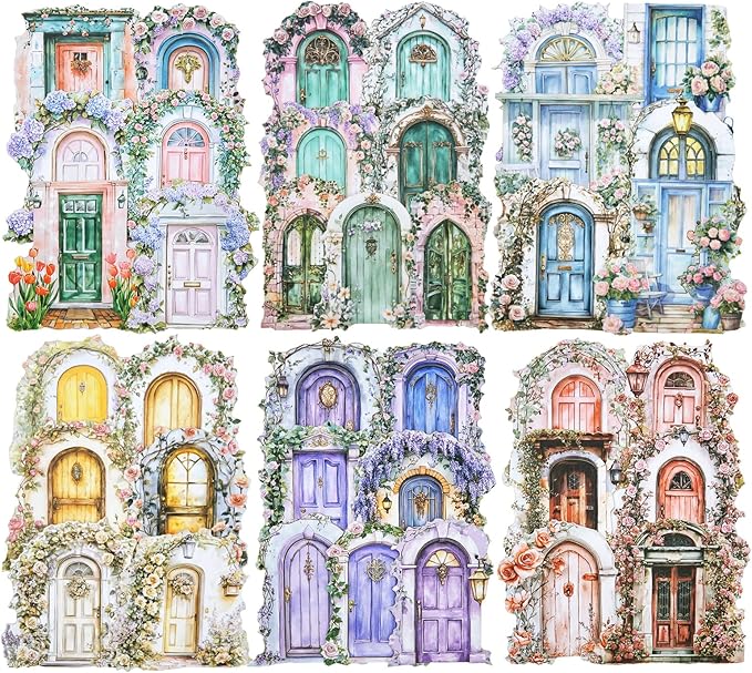 AuriicLeaf Pop-up Door Cardstock Sticker Set, 60PCS Fantasy Portal Stickers for Scrapbooking, Journaling, DIY Crafts and Planner Decoration