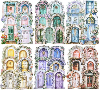 AuriicLeaf Pop-up Door Cardstock Sticker Set, 60PCS Fantasy Portal Stickers for Scrapbooking, Journaling, DIY Crafts and Planner Decoration