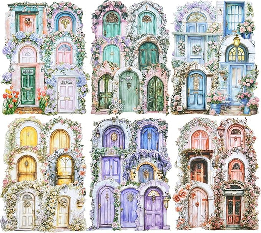 AuriicLeaf Pop-up Door Cardstock Sticker Set, 60PCS Fantasy Portal Stickers for Scrapbooking, Journaling, DIY Crafts and Planner Decoration