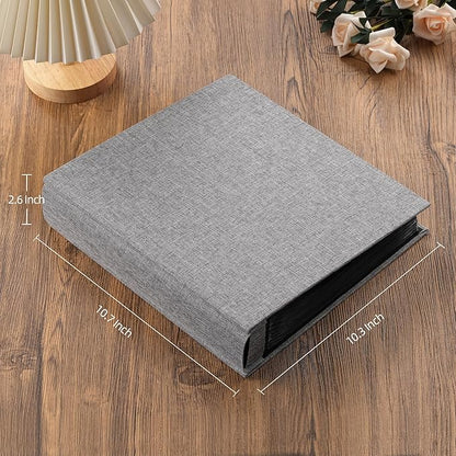 potricher Small 8x10 Photo Album 160 Pockets Linen Cover Large Capacity Picture Book for Family Wedding Anniversary and Baby (Grey)