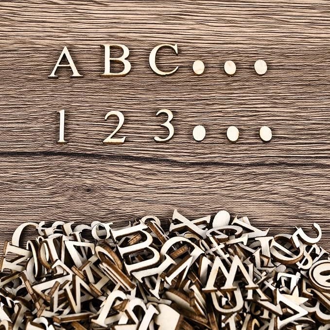 1440 Pcs Wooden Letters 1/2 Inch Small Wooden Alphabet Letters Numbers and Symbol for Craft, Unfinished Wooden Letters for Home Decor DIY Painting Crafts Spelling Homemade Education