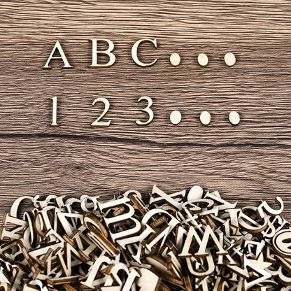 1440 Pcs Wooden Letters 1/2 Inch Small Wooden Alphabet Letters Numbers and Symbol for Craft, Unfinished Wooden Letters for Home Decor DIY Painting Crafts Spelling Homemade Education