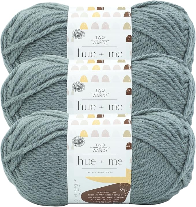 Lion Brand Yarn, Hue + Me Chunky Yarn for Crocheting, Knitting, and Crafts, Harbor, 3 Pack