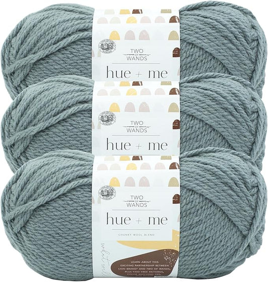 Lion Brand Yarn, Hue + Me Chunky Yarn for Crocheting, Knitting, and Crafts, Harbor, 3 Pack