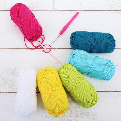 Threadart Crochet 100% Pure Cotton Yarn Set | Spring Flower Colors | Pack of 6 Skeins Each 50 Grams | Worsted Medium #4 Yarn | 85 yds per Skein