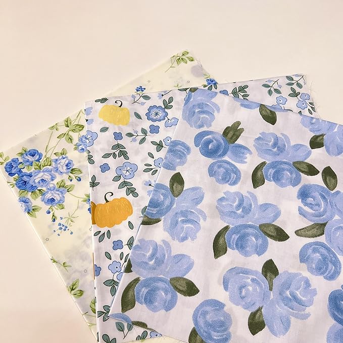 7Pcs 20" x 20" Cotton Fabric DIY Making Supplies Quilting Patchwork Fabric Fat Quarter Bundles DIY for Quilting Cotton Patchwork Cushions (Blue, 20" x 20")