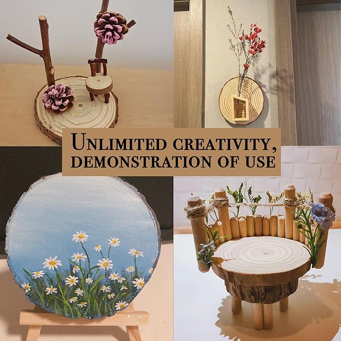 10 Pcs Large Wood Slices for Centerpieces - Rustic Wood Centerpieces for Tables, Natural Wood Slabs, Ideal for Weddings, Crafts, and DIY Projects (6-7 inch)