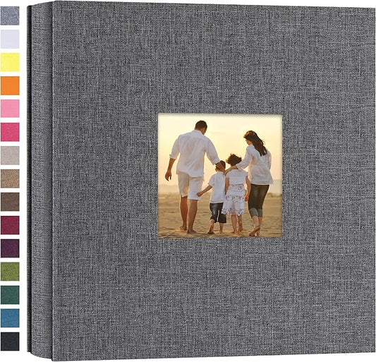 potricher Small Photo Album 4x6 200 Photos Linen Cover Picture Photo Book for Family Wedding Anniversary Baby Vacation (Gray,200 Pockets)
