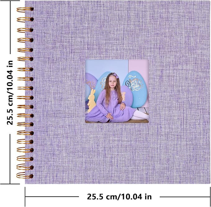 Yopih Linen Covered Scrapbook Photo Album, 10x10 Inches with Hardcover Kraft White Pages - Ideal for Travel, Wedding, Guest Book, Christmas, Baby Shower (40 Sheets/80 Pages)