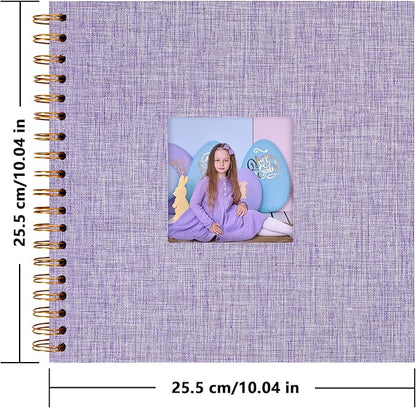 Yopih Linen Covered Scrapbook Photo Album, 10x10 Inches with Hardcover Kraft White Pages - Ideal for Travel, Wedding, Guest Book, Christmas, Baby Shower (20 Sheets/40 Pages)