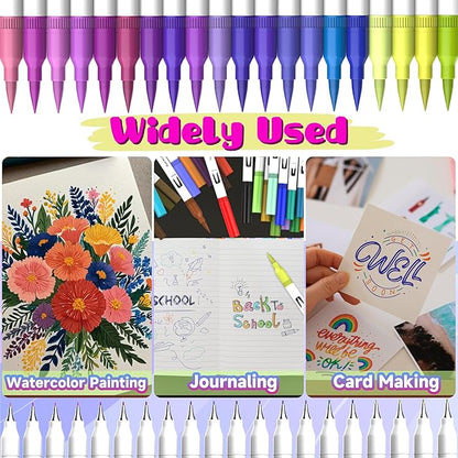 Halobios 120 Color Dual Tips Brush Pens, Fine and Brush Tip Markers with Swatch Card for Adult Coloring, Art Markers Set for Journaling Calligraphy Drawing Sketching Doodling Illustrating