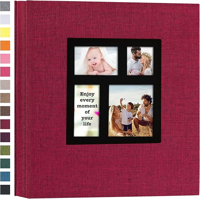 potricher Photo Album 4x6 600 Photos Linen Cover Large Capacity Picture Albums for Family Wedding Anniversary Baby Vacation (Red)