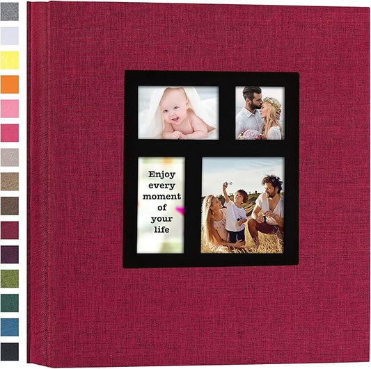 potricher Photo Album 4x6 600 Photos Linen Cover Large Capacity Picture Albums for Family Wedding Anniversary Baby Vacation (Red)