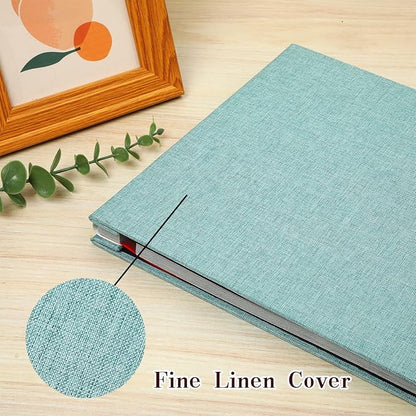 Spbapr Large Photo Album Self Adhesive Linen Cover Magnetic Scrapbook Album DIY Scrap Book 40 Black Sticky Pages for 4x6 5x7 8x10 10x12 Pictures with A Metal Pen