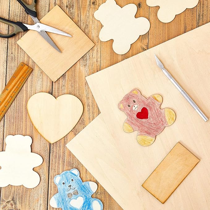 Juexica 48 Pcs 12" X 24"x 1/8" Basswood Craft Sheets 3mm Plywood Board Wood Thin Sheets for Arts Crafts Woodworking Scroll Sawing Projects Painting Drawing Laser Cutting Projects