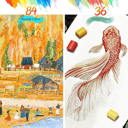 Caliart Watercolor Paint Set, 100 Colors Portable Travel Water Color Palette Kit with Detail Paint Brush, Art Supplies for Painting Coloring, Christmas Gifts for Artist Adult Teen Girls Boys Beginners