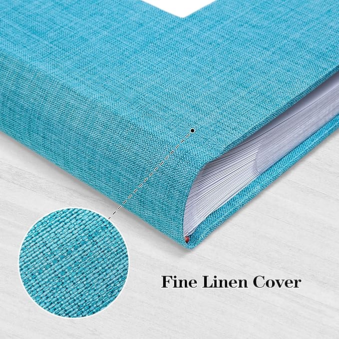 Mublalbum Photo Album 4x6 300 Photos Linen Cover with Memo Areas Photobook Pictures Book for Wedding Family Baby and Vacation (Blue)