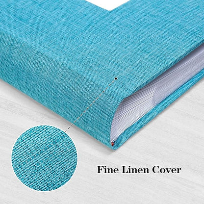 Mublalbum Photo Album 4x6 300 Photos Linen Cover with Memo Areas Photobook Pictures Book for Wedding Family Baby and Vacation (Blue)