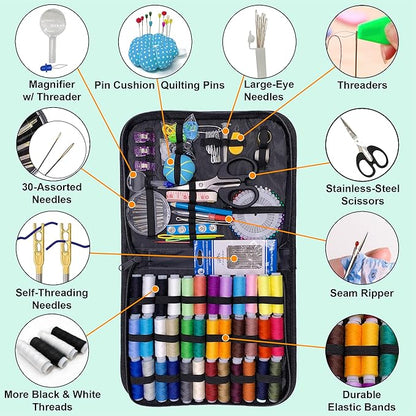 Vellostar Large Sewing Kit for Adults & Beginners – Portable Needle and Thread Kit with Professional Sewing Supplies & Accessories for Home Clothing Repairs, 36XL-Color Threads, 30-Assorted Needles
