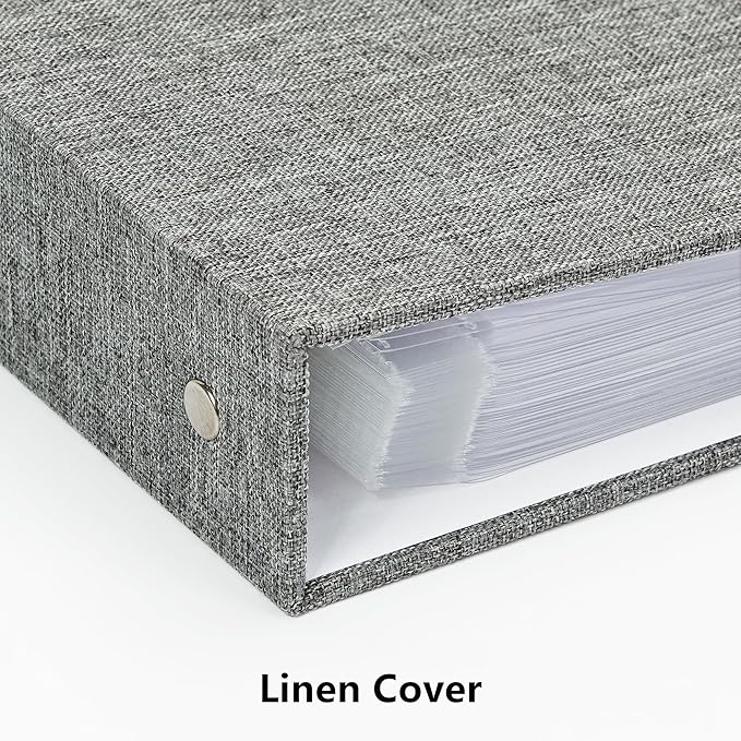 Remowith Large Scrapbook Album with 30 Sheets Plastic Sleeves and Scrap Book Paper 12x12 Inch, Linen Cover 3 Ring Photo album Scrapbooks for Wedding Baby Famliy Memory Grey