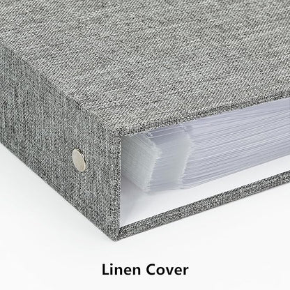 Remowith Large Scrapbook Album with 30 Sheets Plastic Sleeves and Scrap Book Paper 12x12 Inch, Linen Cover 3 Ring Photo album Scrapbooks for Wedding Baby Famliy Memory Grey