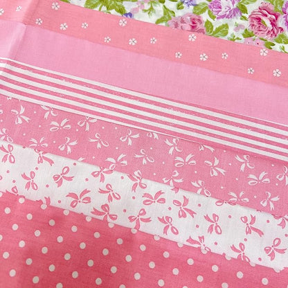 7Pcs 20" x 20" Cotton Fabric DIY Making Supplies Quilting Patchwork Fabric Fat Quarter Bundles DIY for Quilting Cotton Patchwork Cushions (Big Pink Flowers, 20" x 20")