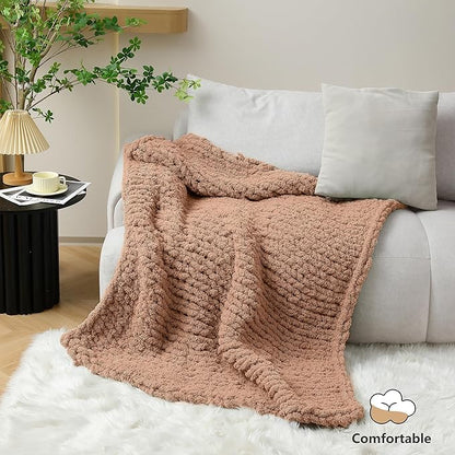 Chunky Yarn for Hand Knitting - #10 Chunky Chenille Yarn, Jumbo Big Thick Chunky Yarns for Crocheting, Super Bulky Chunky Knit Blanket Yarns, 8 Skein (25 yds 8 oz Each Skein), Light Coffee
