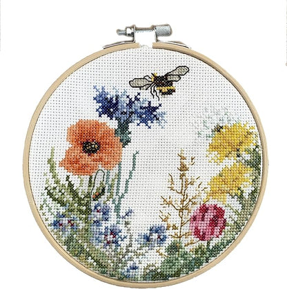 DUTCH STITCH BROTHERS - Wildflowers Counted Cross Stitch 6" Hoop and Pattern Included - Cross Stitching Kits for Adults Advanced and Beginners
